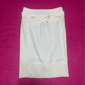 MaxMara White Belted Pencil Skirt
